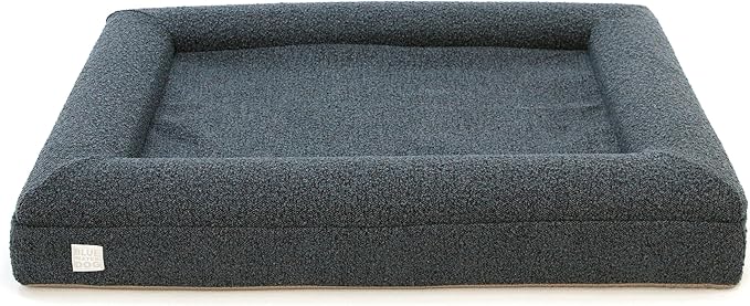 Bluewater Dog Luxury Boucle Orthopedic Memory Foam Dog Bed with Waterproof Liner and Machine Washable Cover with YKK Zippers (Large, 45" L x 36" W x 7" Th, Ocean Blue)