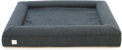Bluewater Dog Luxury Boucle Orthopedic Memory Foam Dog Bed with Waterproof Liner and Machine Washable Cover with YKK Zippers (Large, 45" L x 36" W x 7" Th, Ocean Blue)