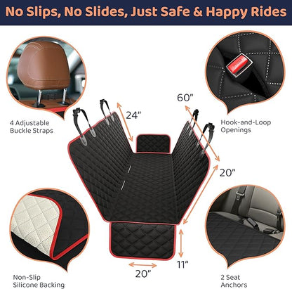 Petloox XL Dog Car Seat Cover for Back Seat, Waterproof Hammock for Car, SUV & Truck, Non-Slip Backseat Cover for Dogs, Heavy-Duty Dog Hammock Style Seat Protector Pets, Easy to Install & Clean