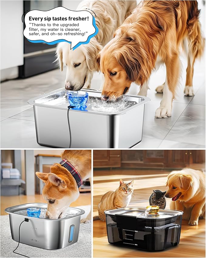 Dog Water Fountain Filters Replacement, 4 Packs Replacement Filter for Large Pet Water Fountain Dog Bowl Dispenser for D2341/D2223/D2322/D2419 Models