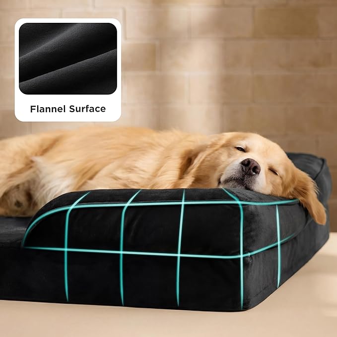 Bedsure XL Plus Orthopedic Dog Bed for Extra Large Dogs - Washable XLarge Dog Cat Bed Waterproof, Comfort Dogs Couch Sofa with Washable Removable Cover, Pet Bed with Nonskid Bottom, Black, 48"