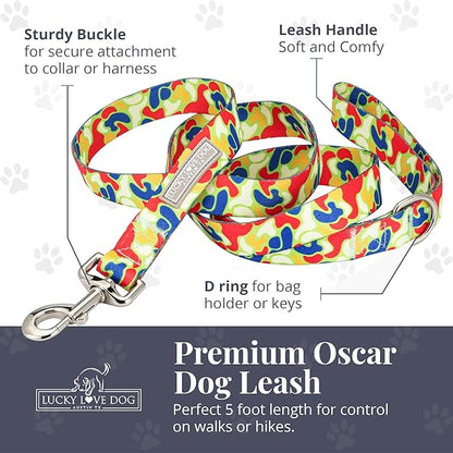 Lucky Love Dog Leash, Pattern Oscar Dog Leash, Small, Durable & Long Lasting (Oscar, Small)