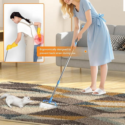 ADDUDU Double-Sided Carpet Rake – Long Handle Pet Hair Removal Tool for Carpets, Furniture & Car Interiors, Adjustable & Durable Stainless Steel Hair Remover Sweeper