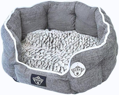 One for Pets Snuggle Pet Bed,Dog Bed, Cat Bed, Removable Washable Octagon Cuddle Bed,Anti Anxiety (Gray, Medium (22.5 Inch))