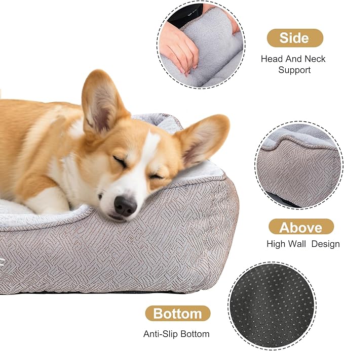 JOYELF Rectangle Dog Bed Calming Cat Bed Sofa, Cute Fluffy Pet Couch Bed for Dogs and Cats - Large(Upgraded Version)