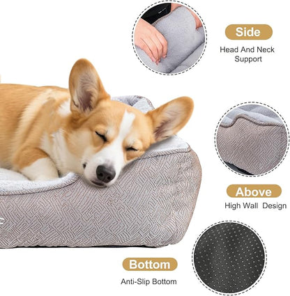 JOYELF Rectangle Dog Bed Calming Cat Bed Sofa, Cute Fluffy Pet Couch Bed for Dogs and Cats - Large(Upgraded Version)