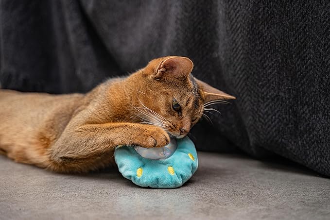 Interactive Catnip Cat Plush Toy, Space Travel Theme, for All Breed Size Cats (UFO)