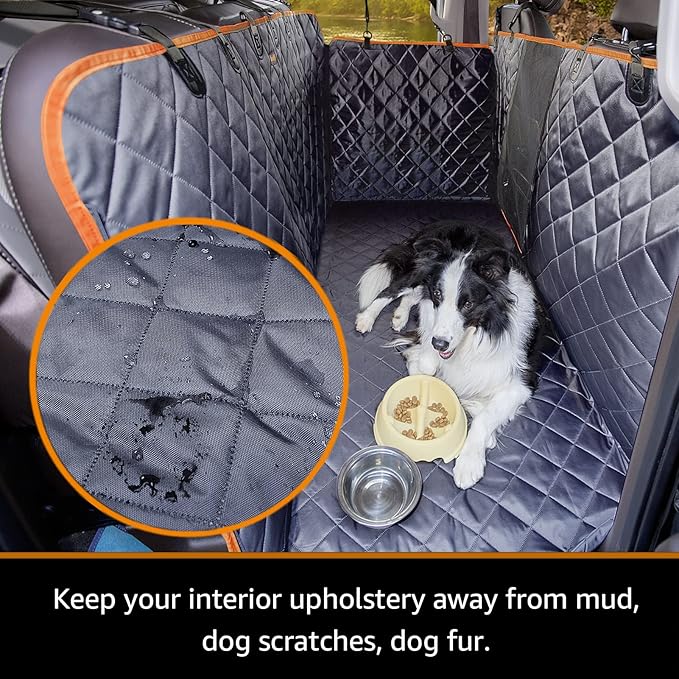 iBuddy Floor Truck Seat Cover for Dogs with Flip Up Rear Seats Truck Pet Hammock Protects Vehicle from Hair, Scratches and Dirt, Back Seat Cover Fits Full Size Pickup Truck Ford F150 F250 Silverado