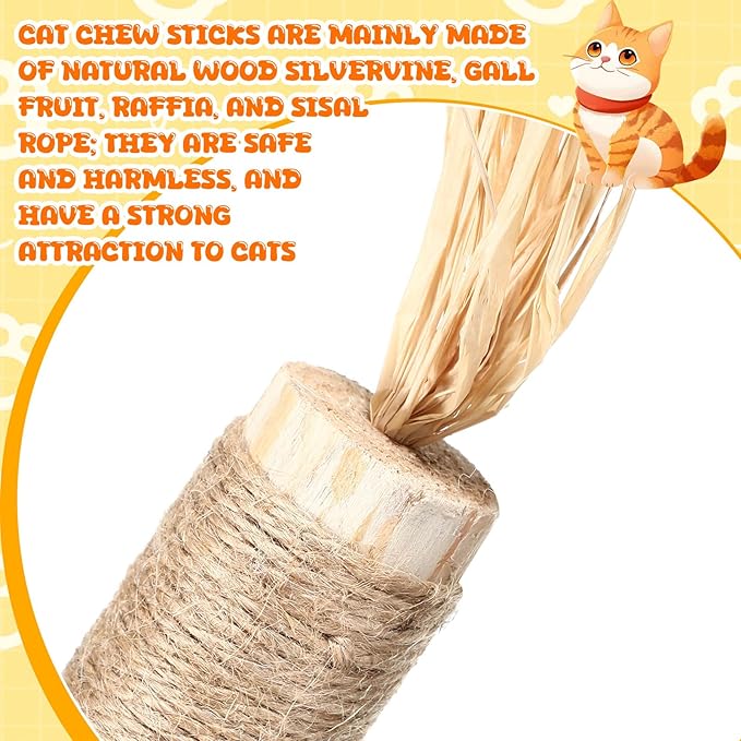 Soulchen 4 Pack 15 Inches Huge Silvervine Sticks Cat Toys Large Natural Cat Chew Toy Kittens Catnip for Teeth Cleaning, Big Catmint Blend Stick Dental Kitty Chews for Indoor