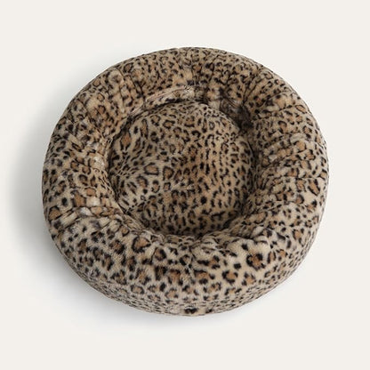 UnHide Floof Pet Bed - XL (40"x14") - Extra Soft Dog Bed - Removable Faux Fur Cover - Machine Washable - Helps Ease Pet Anxiety & Provides The Perfect Sleep - Leopard