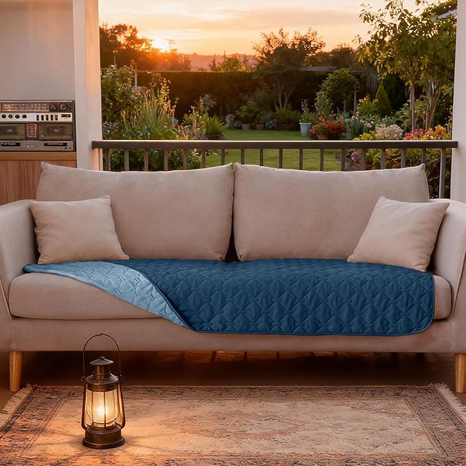 gogobunny 100% Double-Sided Waterproof Dog Bed Cover Pet Blanket Sofa Couch Furniture Protector for Puppy Large Dog Cat, Reversible (30x70 Inch (Pack of 1), Dark Blue/Light Blue)