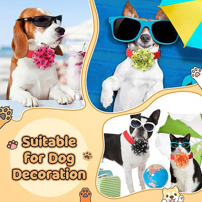 50 Pieces Paw Print Dog Collar Flowers Bulk Dog Paw Print Charms Grooming Accessories Bow Tie Flower for Pets Cat Collar Attachment Embellishment
