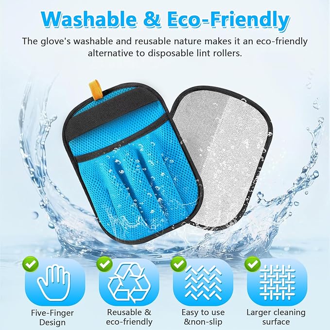 2-Pack Pet Hair Removal Gloves for Cats & Dogs | Upgraded Five-Finger Electrostatic Design | Reusable Magic Brush pet Hair, Carpet, Car Seat & Laundry