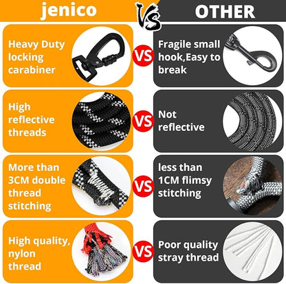 Long Dog Leash 15 FT: Heavy Duty Rope Leashes for Dogs Training with Swivel Lockable Hook Reflective Threads Bungee and Padded Handle - Dog Lead for Large Small Medium Dogs Outside Walking Hiking Blue
