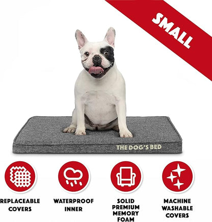 The Dog’s Bed Orthopedic Memory Foam Dog Bed, Small Grey Poly-Linen Pain Relief for Arthritis, Hip & Elbow Dysplasia, Post Surgery, Supportive, Calming, Waterproof Washable Covers, Veterinary Approved
