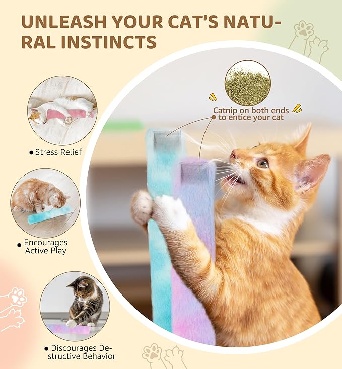 IPTPAS 3 Pack Cat Kicker Toy Pillows, Interactive Plush Toys with Catnip Inside, Soft Durable Kick Sticks Teething Chew Toy, Cat Body Pillows for Indoor Cats & Kittens, Promote Exercise, Play & Cuddle