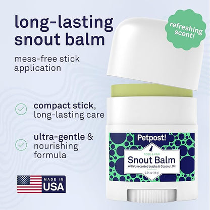 Petpost | Snout Balm for Dogs - Nourishing Snout Soother Balm Heals Dry Dog Noses with Moisturizing Ingredients - Organic Coconut Oil, Jojoba Oil, and Shea Butter 0.64 oz.