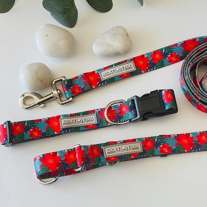 Lucky Love Dog - Easy Click Noel Dog Collar with Leash Set Combo, Durable & Comfortable for Male & Female Dogs, Pet Collar for Small Dogs, Secure Fit - Noel Combo, Small