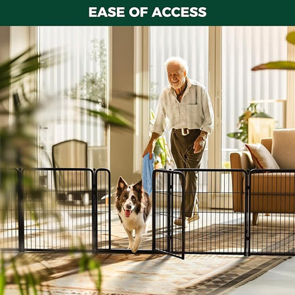 FXW Homeplus Unleashed Indoor Dog Playpen - Stress-Free and Safe Play, Heavy Duty 32 Inch 16 Panels Dog Pen with Connectors (Pack of 2) for Small and Medium Dogs, Black│Patented