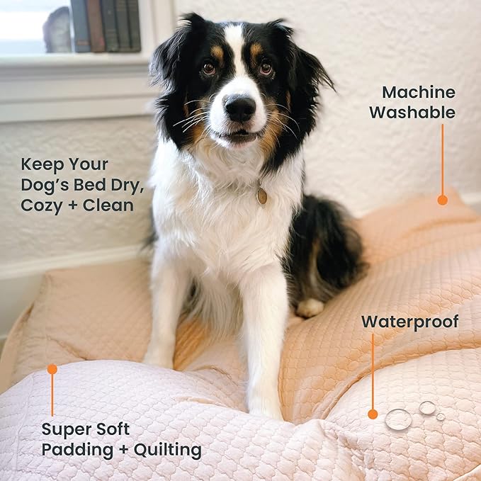 4Knines Luxury Dog Bed Cover – Waterproof Cover for Dog Bed – Heavy Duty Quilted Material – Durable, Machine Washable – USA Based Brand – Extra Large (Tan)