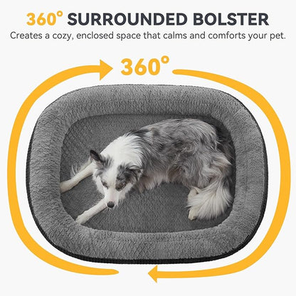 JOEJOY Orthopedic Dog Bed for Medium Dogs, Egg-Crate Memory Foam Pet Bed with Bolster Sides, Waterproof Lining, Removable Washable Cover & Non-Slip Bottom, Black