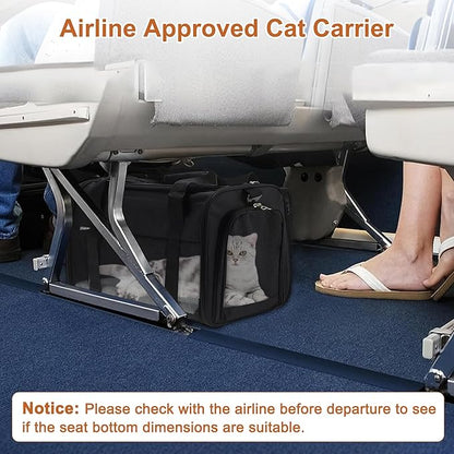 RENEWREVITAL Pet Carrier, Breathable Mesh Design, Soft Cat Carrier with Shoulder Strap, Comfortable Travel Solution, Black