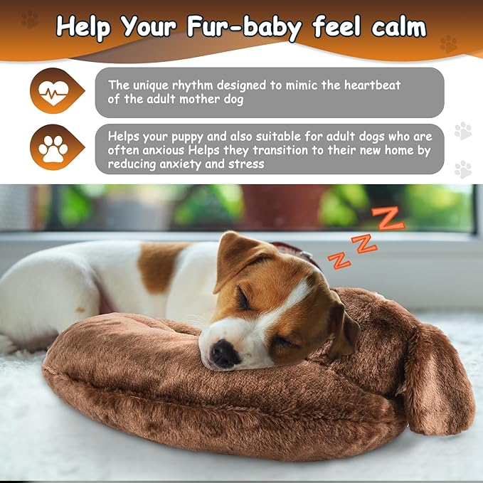 Moropaky Heartbeat Toy Puppy Heartbeat Stuffed Animal Heartbeat Plush Toy for Puppy, Dog Heartbeat Toy for Pet Anxiety Relief Behavioral Sleep Aid Crate Kennel Training Puppy Cuddly Comfort Toy…