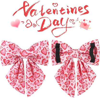 UP URARA PUP Valentine’s Day Dog Collar with Bow Tie, Pink Heart Bowtie Collar with Metal Buckle, Valentine’s Day Gift Pet Collar for Puppy Girl Boy Dog or Cat, Wedding Dog Collar, M, Neck 13.5-22in