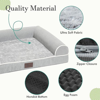 Orthopedic Dog Beds for Small Medium Dogs,Waterproof Lined Egg Crate Foam Pet Bed Mat with Removable and Washable Cover and Non Slip Bottom,Dog Sofa Soft Bed