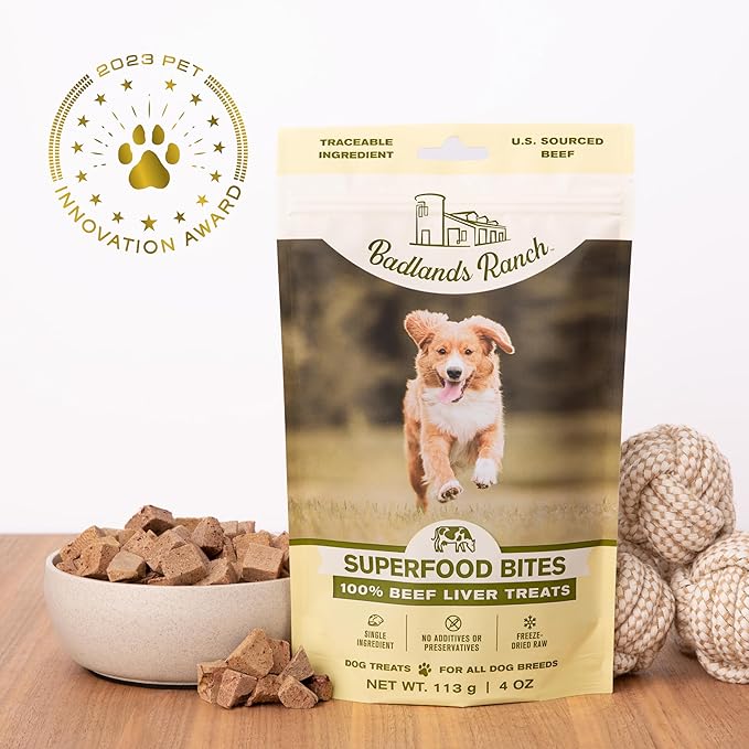 BADLANDS RANCH by Katherine Heigl – Superfood Bite Freeze-Dried Raw Beef Liver Dog Treats – High Protein Single-Ingredient Snacks for Training, Rewards & Daily Wellness
