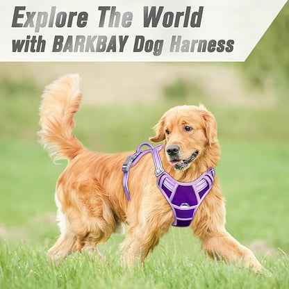 BARKBAY No Pull Dog Harness Front Clip Heavy Duty Reflective Easy Control Handle for Large Dog Walking(Violet Purple & Purple,XL)