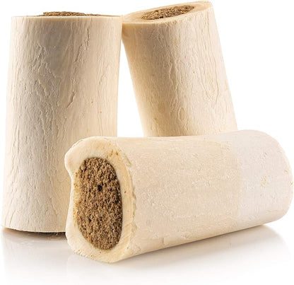 Jack&Pup 3-4" Filled Dog Bones for Small and Large Dogs, Flavored Shin Dog Bones Long Lasting, Stuffed Bone for Dogs, High Protein, Variety Pack - Peanut Butter, Bully Stick, Bacon & Cheese - 3 Pack