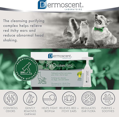 Dermoscent Pyoclean OTO Dog Ear Cleaner - Drops to Stop Head Shaking, Itchy & Waxy Ears - Non-Toxic - Ear Cleaning Solution for Dogs