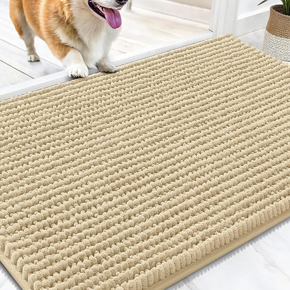 OLANLY Dog Door Mat for Muddy Paws 30x20, Ultra Absorbent Chenille Mud Doormat, Non-Slip Washable and Dirt Trapping Doormat for Indoor Entryway, Quick-Dry Indoor Pet Bed Mats for Dogs, Sand
