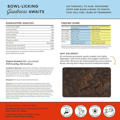 The Pets Table Lamb & Beef with Brown Rice Air Dried Dog Food, 3 lbs / 48 oz Bag