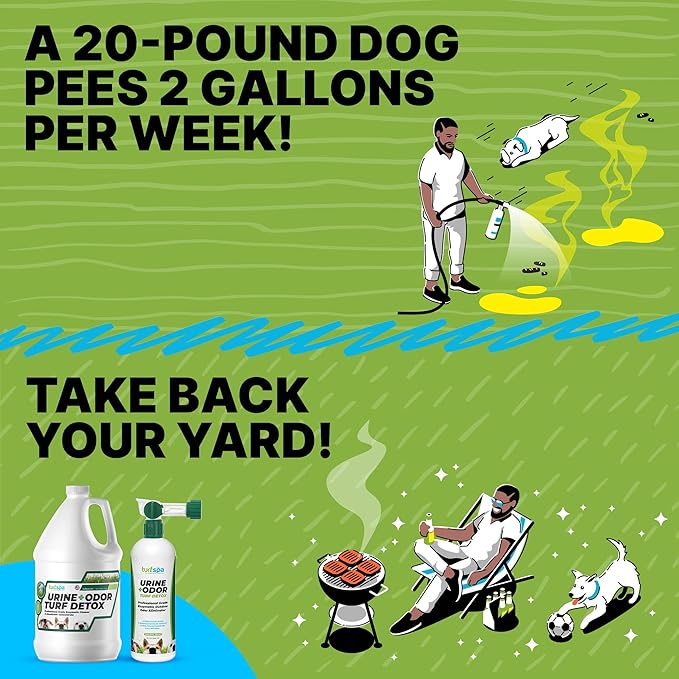 TurfSpa Urine & Odor Turf Detox: 32 oz Professional Enzyme Cleaner & Odor Eliminator for Artificial Grass, Turf, Concrete, Patio & Kennels, Pet Urine Enzymatic Cleaner for Dogs & Cats