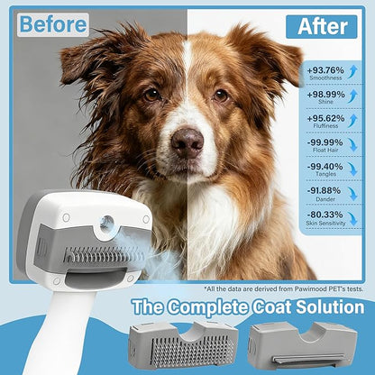 Pet Steam Brush for Dogs & Cats,5-in-1 Self-Cleaning Dog Steam Brush with 3 Swap-in Heads (Grooming, Dematting, Deshedding),Cat Spray Hair Removal Comb,Includes Pet Essence & Storage Case