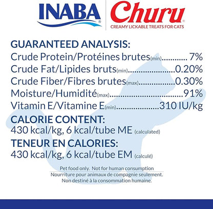 INABA Churu Cat Treats, Lickable, Squeezable Creamy Purée with Vitamin E, 0.5 Ounces per Tube, 120 Tubes Total, Chicken Variety
