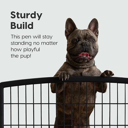 IRIS USA 34" 8-Panel Pet Dog Puppy Playpen, Indoor/Outdoor Dog Pen, 63 x 63 x 34, Foldable, Customizable, Black