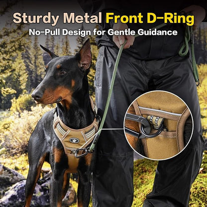 PawsPassion No Pull Dog Harness for Small Dog, Heavy Duty Tactical Adjustable Pet Harness, Voyager Service Walking Vest Harness with Easy Control Handle Ring Reflective Strip (Sandstone, S)