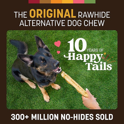 Earth Animal No Hide Chews - Long Lasting Rawhide Free Large Dog Chews Rolls, Peanut Butter - 2 Count