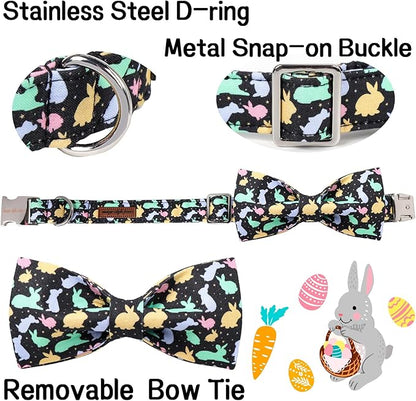 Unique style paws Easter Dog Collar with Bow Easter Eggs Chicken Collar with Flower for Small Medium Large Boys Girls Dogs