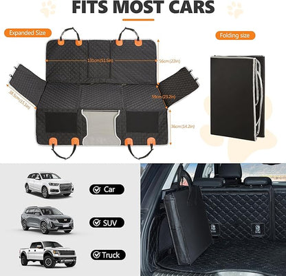ANOSOSPECIAL Back Seat Extender for Dog,Waterproof Hard Bottom Dog Car Seat Cover for Back Seat Protector,Foldable Pet Hammock Bed,Easy Clean Travelling Accessories Car SUV Truck (Black)