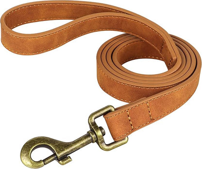 Didog PU Leather Dog Leash, Colorful Dog Leash 4ft, Strong and Durable Faux Leather Lead, Walking and Training Lead for Small Medium Dogs,Light Brown
