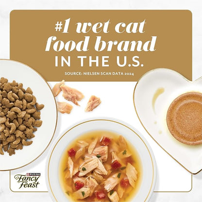 Purina Fancy Feast Savory Centers Wet Cat Food Pate Variety Pack With Chicken, Salmon, Beef, and Tuna Pate with Gravy Center - (2 Packs of 12) 3 oz. Pull-Top Cans