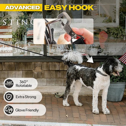 Fida 10ft Heavy Duty Dog Leash with 2 Comfortable Padded Handles, Traffic Handle & Advanced Easy Snap Hook, Reflective Walking Lead for Large, Medium & Small Breed Dogs, Black