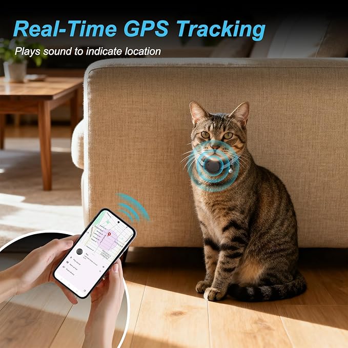 Google Android Cat Tracker Collar, Mini Cat GPS Tracker, Smart Pet Activity Trackers, No Subscription, GPS Cat Collar Certified Finder, Anti-Lost, Finder Tag for Vehicles, Pets, Kids, Items (1 Pack)