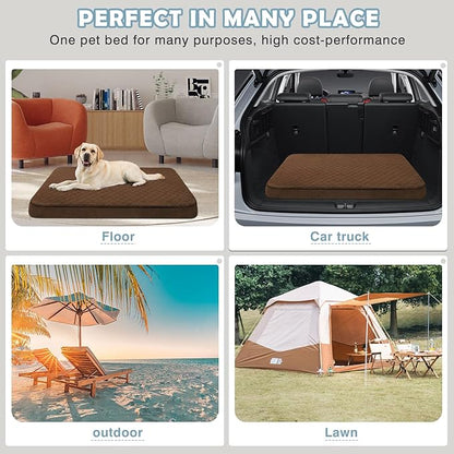 JoicyCo Dog Bed for Medium Dogs, Orthopedic Foam Dog Bed, Joint Relief Pets Sleeping Mattress, Non Slip Bottom with Washable Removable Cover, Dark Browm