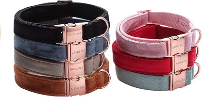 ARING PET Dog Collar and Leash, Velvet Dog Collar and Leash Set, Soft & Comfy, Adjustable Collars for Dogs Medium