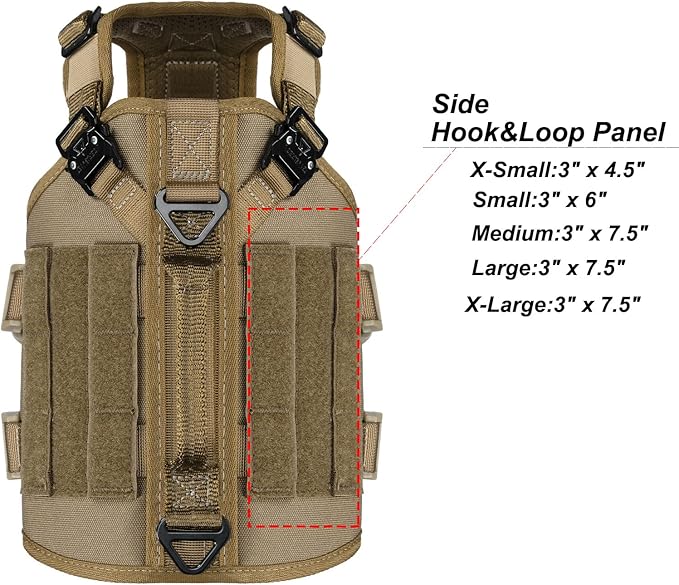 ICEFANG GN3 Tactical Dog Harness with 6X Buckle,Dog Molle Vest with Handle,3/4 Body, Hook and Loop Panel for ID Patch,No Pulling Front Clip (XS (Neck 12"-17"; Chest 17"-23"), Coyote Brown)